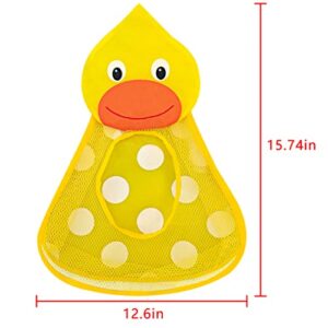 Linkidea Bath Toy Organizer, Bathtub Toy Organizer Holder, Bath Toy Net Storage Holder with Adhesive Sticker Hooks (2pcs, Duck)