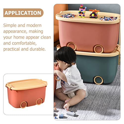 LIFKOME Children Toy Box Children Toy Storage Box Toy Storage Organizer Bins with Lid Rolling Plastic Storage Boxes with Wheels for Home& Office Organization Organizer Box Children Toy Storage Box