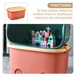 LIFKOME Children Toy Box Children Toy Storage Box Toy Storage Organizer Bins with Lid Rolling Plastic Storage Boxes with Wheels for Home& Office Organization Organizer Box Children Toy Storage Box