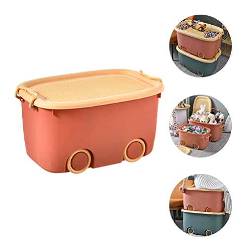 LIFKOME Children Toy Box Children Toy Storage Box Toy Storage Organizer Bins with Lid Rolling Plastic Storage Boxes with Wheels for Home& Office Organization Organizer Box Children Toy Storage Box