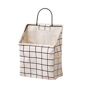 household wall-hanging storage bags with hook pockets cotton linen storage basket family organizer box containers