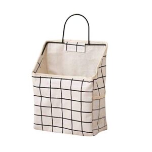 Household Wall-Hanging Storage Bags with Hook Pockets Cotton Linen Storage Basket Family Organizer Box Containers