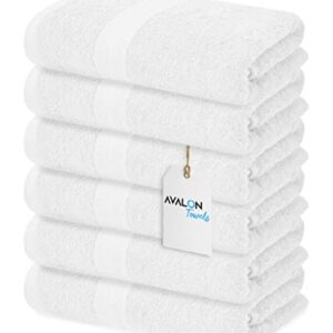 Avalon Bath Towels for Bathroom 100% Cotton White Bathroom Towels Pack of 6 (22x44 inches) - Quick Drying Bath Towels Set Small, Light Weight & Absorbent Perfect Gym & Pool Towel Set