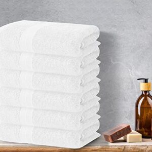 Avalon Bath Towels for Bathroom 100% Cotton White Bathroom Towels Pack of 6 (22x44 inches) - Quick Drying Bath Towels Set Small, Light Weight & Absorbent Perfect Gym & Pool Towel Set