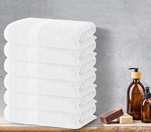 Avalon Bath Towels for Bathroom 100% Cotton White Bathroom Towels Pack of 6 (22x44 inches) - Quick Drying Bath Towels Set Small, Light Weight & Absorbent Perfect Gym & Pool Towel Set