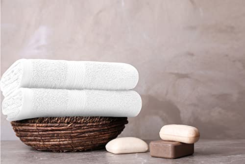 Avalon Bath Towels for Bathroom 100% Cotton White Bathroom Towels Pack of 6 (22x44 inches) - Quick Drying Bath Towels Set Small, Light Weight & Absorbent Perfect Gym & Pool Towel Set