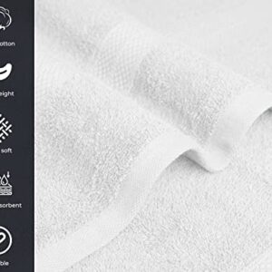 Avalon Bath Towels for Bathroom 100% Cotton White Bathroom Towels Pack of 6 (22x44 inches) - Quick Drying Bath Towels Set Small, Light Weight & Absorbent Perfect Gym & Pool Towel Set