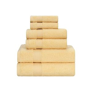la hammam 6 piece towel set - 2 bath towels, 2 hand towels, 2 washcloths for bathroom, college dorm, kitchen, shower, pool, hotel, gym & spa | soft & absorbent turkish cotton towel sets - yellow