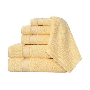 LA HAMMAM 6 Piece Towel Set - 2 Bath Towels, 2 Hand Towels, 2 Washcloths for Bathroom, College Dorm, Kitchen, Shower, Pool, Hotel, Gym & Spa | Soft & Absorbent Turkish Cotton Towel Sets - Yellow