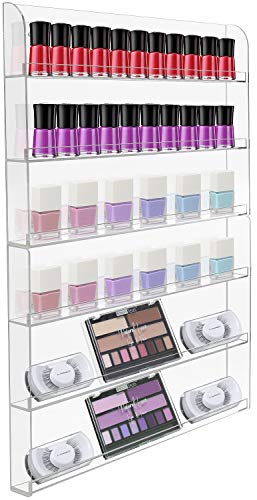 Sorbus Nail Polish Wall Rack Display Holder - Stylish Organizer for Home, Salon, Spa, Tattoo Shop, 6-Tiers, Holds Up to 90 Bottles, Acrylic 2-Piece Display