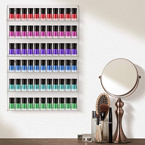Sorbus Nail Polish Wall Rack Display Holder - Stylish Organizer for Home, Salon, Spa, Tattoo Shop, 6-Tiers, Holds Up to 90 Bottles, Acrylic 2-Piece Display