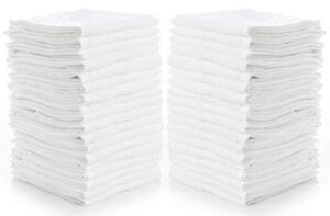 simpli-magic cotton washcloths white, 40 pack, size: 12”x12”