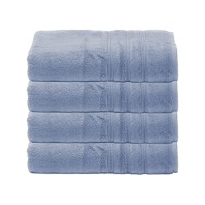 mosobam 700 gsm hotel luxury bamboo viscose-cotton, bath towels 30x58, allure blue, set of 4, oversized turkish towels
