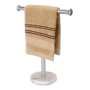 songtec hand towel holder stand, fingertip towel rack with heavy marble base, accessories jewelry stand (marble base, brushed nickel)