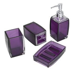4pcs/set acrylic bathroom accessory set toothbrush soap dish holder for kitchen hotel purple toothbrush holder tumbler