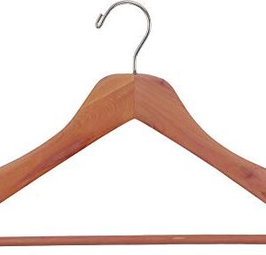 Deluxe Cedar Suit Hanger, Box of 6, 2 Inch Wide Hangers with Solid Wood Pant Bar by The Great American Hanger Company