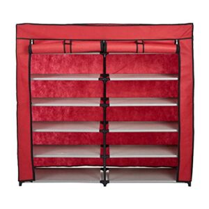 livebest 6 tier shoe rack with water proof cover 50 pairs shoes portable storage organizer cabinet tower shelf red