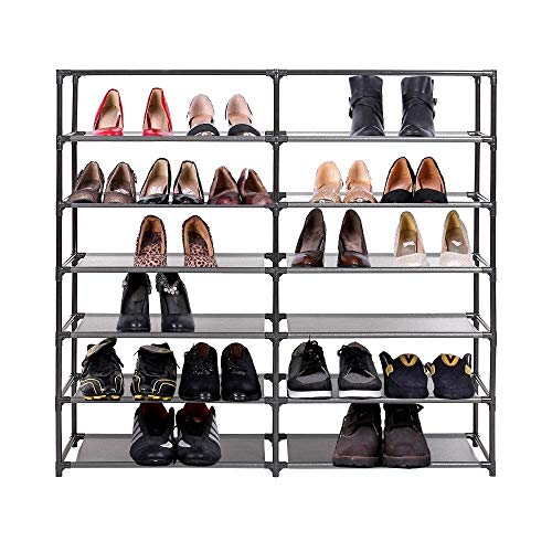 Livebest 6 Tier Shoe Rack with Water Proof Cover 50 Pairs Shoes Portable Storage Organizer Cabinet Tower Shelf Red