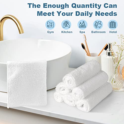 HOMEXCEL Microfiber Washcloths Towel Pack of 24,12"x12" Highly Absorbent and Soft Face Towels Wash Cloths for Bathroom,Gym,Hotel and Spa,Fast Drying Multi-Purpose Cleaning Cloth,White