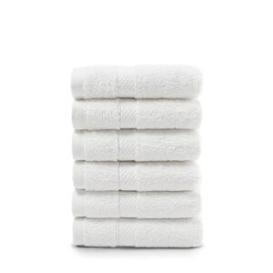 villa celestia premium wash cloth 100% cotton white wash clothes for body and face-soft & luxury cloths for washing face, face towels for bathroom 650 gsm wash cloths,pack of 6 (12"x12")