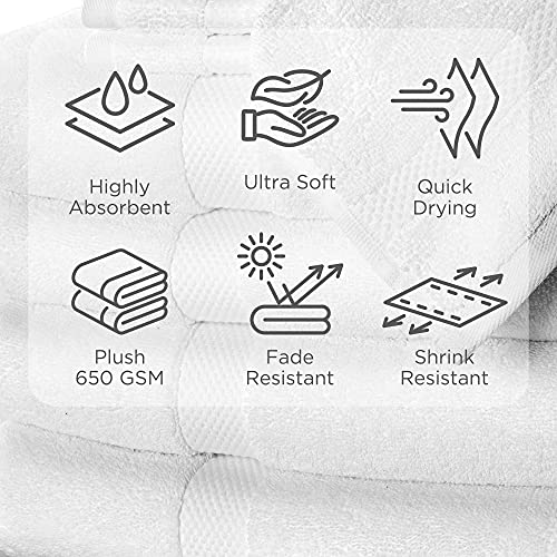 Villa Celestia Premium Wash Cloth 100% Cotton White Wash Clothes for Body and Face-Soft & Luxury Cloths for Washing Face, Face Towels for Bathroom 650 GSM Wash Cloths,Pack of 6 (12"X12")