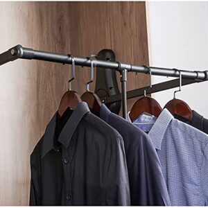 Pull Down Closet Rod Wardrobe Lift Heavy Duty Pull Down Closet Rod ｜Pneumatic Buffer System Closet Pull Out Rod｜Adjustable 51-115 Cm Wardrobe Lift Hanger For Hanging Clothes Rail ( Color : Black , Siz