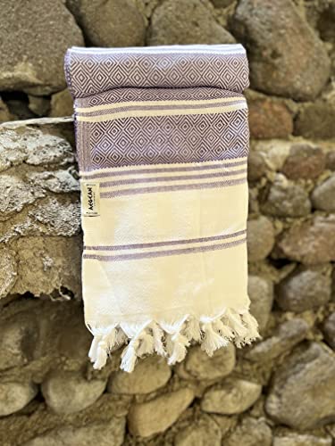 Aegean Turkish Beach Towel (41 x 68 inch) for Adult - Soft Touch, 100% Cotton - Quick Dry Bath Towels with Amazing Colors - Unique Turkish Towels for Bathroom, SPA, Yoga Peshtemal-Lilac