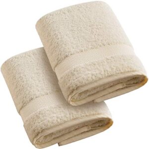 joluzzy hand towel set, (20 x 30 inches) 100% long-staple cotton - extreme soft / plush / thick - high absorbent - luxury hotel quality -  ivory hand towel / hair towel - set of 2