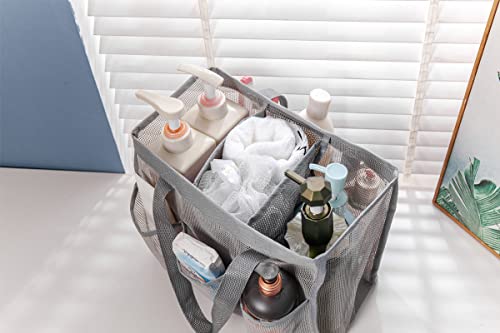 Jelier Mesh Shower Tote Caddy with separated main compartment,Portable Toiletry Bag for Bathroom College Dorm Gym Camping (black)