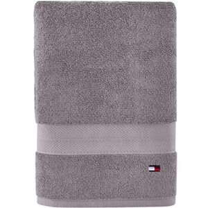 tommy hilfiger modern american solid bath towel, 30 x 54 inches, 100% cotton 574 gsm (steel grey)