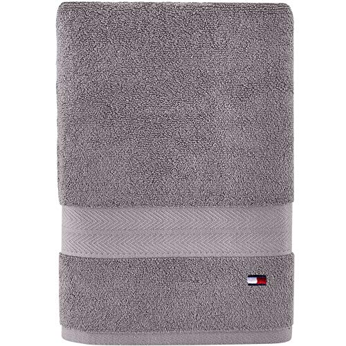 Tommy Hilfiger Modern American Solid Bath Towel, 30 X 54 Inches, 100% Cotton 574 GSM (Steel Grey)