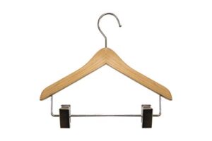 nahanco mini6rc12 deluxe flat wooden pet, doll clothes, accessory, jewelry hanger with chrome hook ball end with clips, 6", natural (pack of 12), natural finish