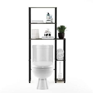 Furinno Turn-N-Tube with 5 Shelves Toilet Space Saver, French Oak Grey/Black