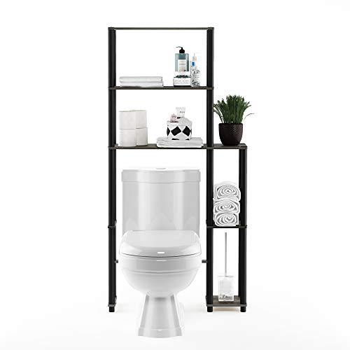 Furinno Turn-N-Tube with 5 Shelves Toilet Space Saver, French Oak Grey/Black