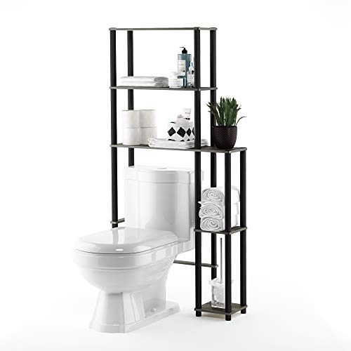 Furinno Turn-N-Tube with 5 Shelves Toilet Space Saver, French Oak Grey/Black