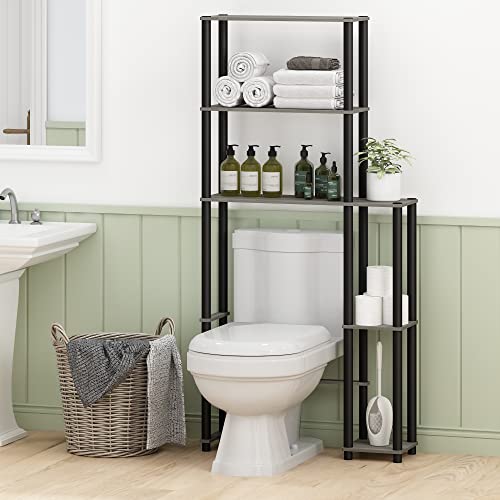 Furinno Turn-N-Tube with 5 Shelves Toilet Space Saver, French Oak Grey/Black