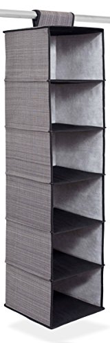 Internet's Best Hanging Closet Organizer - 6 Shelf - Clothing Sweaters Shoes Accessories Storage - Grey