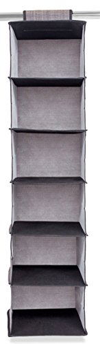 Internet's Best Hanging Closet Organizer - 6 Shelf - Clothing Sweaters Shoes Accessories Storage - Grey
