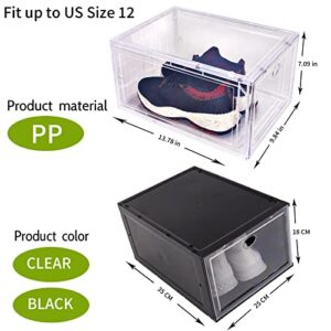 lidisslet 6 Pack Shoe Organizer Boxes, Clear Plastic Stackable Shoe Organizer for Closet, Easy Assembly,Space Saving Shoe Holder Sneaker Display Case Fit up to US Size 12 (Clear)