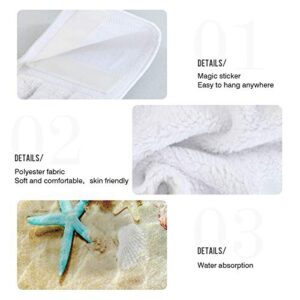 KOCOART Summer Starfish Seashell Hand Towels Beach Hanging Tie Towel with Loop 2PCS, Fingertip Dish Towel for Kitchen Bathroom Soft Super Absorbent Washcloth 12x17 in