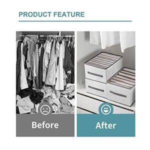 LZV Wardrobe Clothes Organizer,Foldable Visible Clothes Storage Organizer Clothes Drawer Storage Box for Jeans,T-shirt,Legging,Skirts (Grey 4Pack)