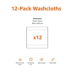 Amazon Basics Cosmetic Friendly Washcloths - 12-Pack, Stony Slate