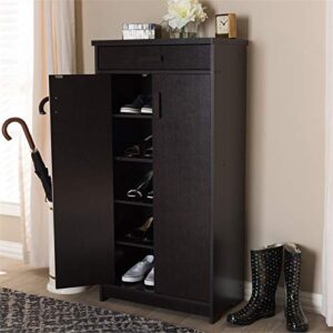 BOWERY HILL Contemporary Shoe Cabinet in Wenge Brown