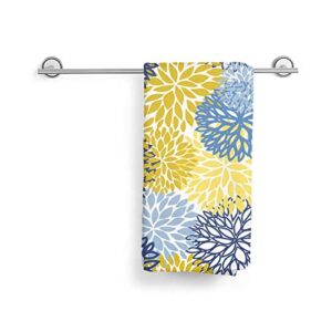 MSGUIDE Blue Yellow Navy Chrysanthemum Flowers Hand Towels for Bathroom Clearance Decor Face Towels Microfiber Towels Soft Fingertip Towel for Gym Yoga Spa Pool Sport Hotel