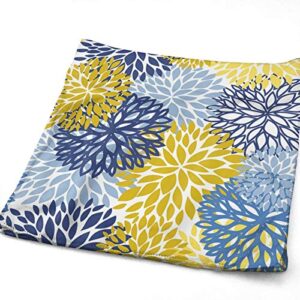 MSGUIDE Blue Yellow Navy Chrysanthemum Flowers Hand Towels for Bathroom Clearance Decor Face Towels Microfiber Towels Soft Fingertip Towel for Gym Yoga Spa Pool Sport Hotel