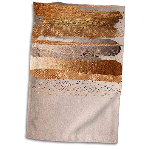 3dRose Towel, Image of Trend Gold Copper Strokes on Shiny Gold Elegant Texture