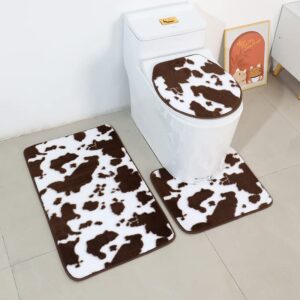 lucasng soft bathroom carpet 3 piece bathroom rugs, cow style bathroom non slip mat household carpet (4)