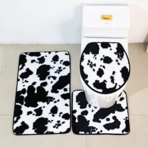 LucaSng Soft Bathroom Carpet 3 Piece Bathroom Rugs, Cow Style Bathroom Non Slip Mat Household Carpet (4)