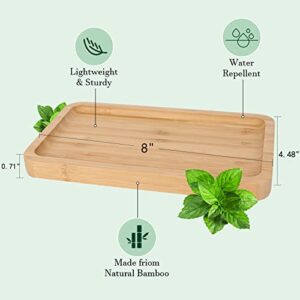 Natural Bamboo Vanity Tray Bathroom Tray Smooth and Thick Wooden Tray for Perfume Cotton Swabs Balls Candles Cosmetics Jewelry Makeup