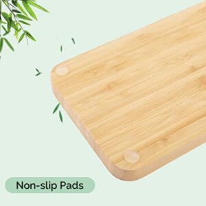 Natural Bamboo Vanity Tray Bathroom Tray Smooth and Thick Wooden Tray for Perfume Cotton Swabs Balls Candles Cosmetics Jewelry Makeup